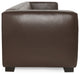 Minkler Contemporary Faux Leather 3 Seater Sofa, Dark Brown/Dark Walnut