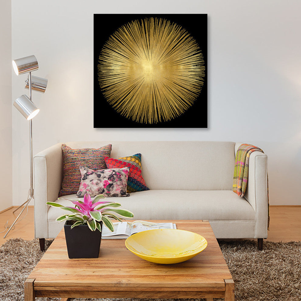 "Sunburst On Black I" by Abby Young, Canvas Print, 12"x12"