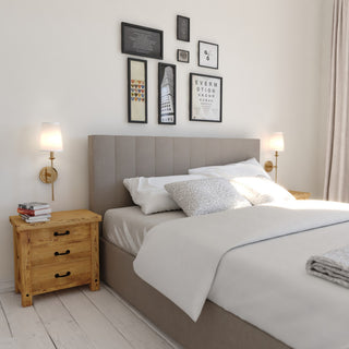 Camden 1 Light Gold Natural Brass Wall Sconce Fixture White Linen Fabric Shade