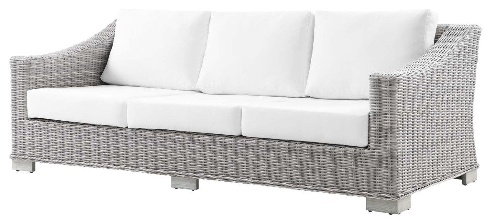 Lounge Sectional Sofa Chair Set, Rattan, Wicker, Gray White, Outdoor