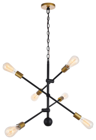 29" Tristan 6-Light Pendant With Glass, Black