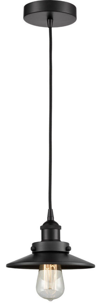 Innovations 616-1PH-BK-M6 Railroad 1 Light 8" Mini Pendant, Matte Black