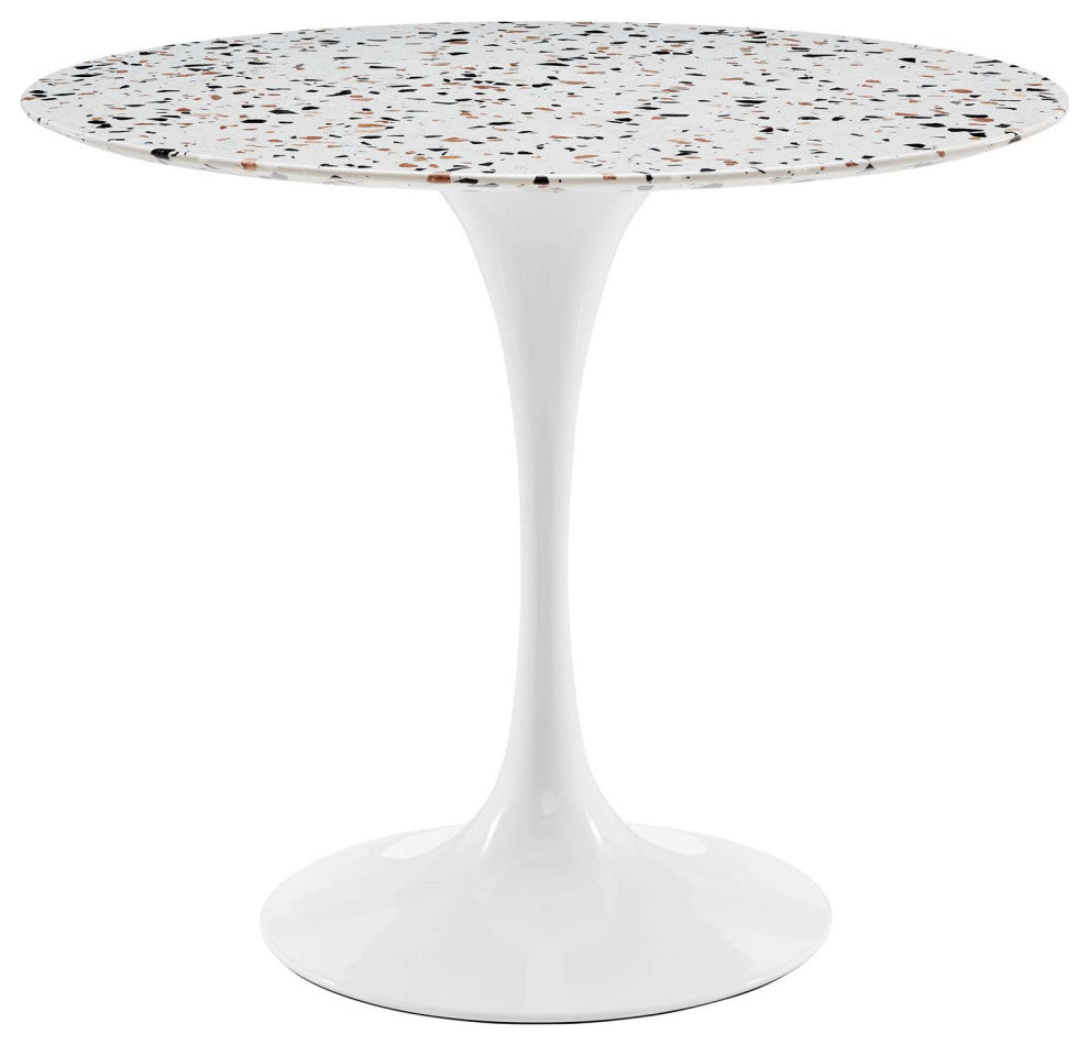 36" Dining Table, Round, White, Wood, Metal, Modern, Bistro Hospitality