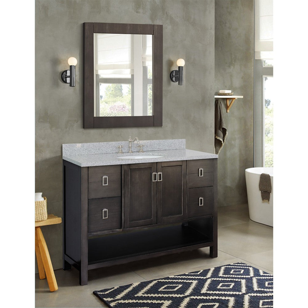 49" Single Vanity, Silvery Brown Finish With Gray Granite Top