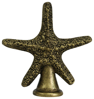 Starfish Finial, 2 3/8" Tall, Antique Gold, Single