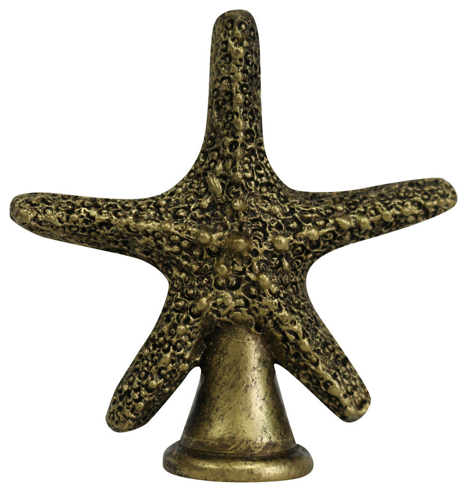 Starfish Finial, 2 3/8" Tall, Antique Gold, Single