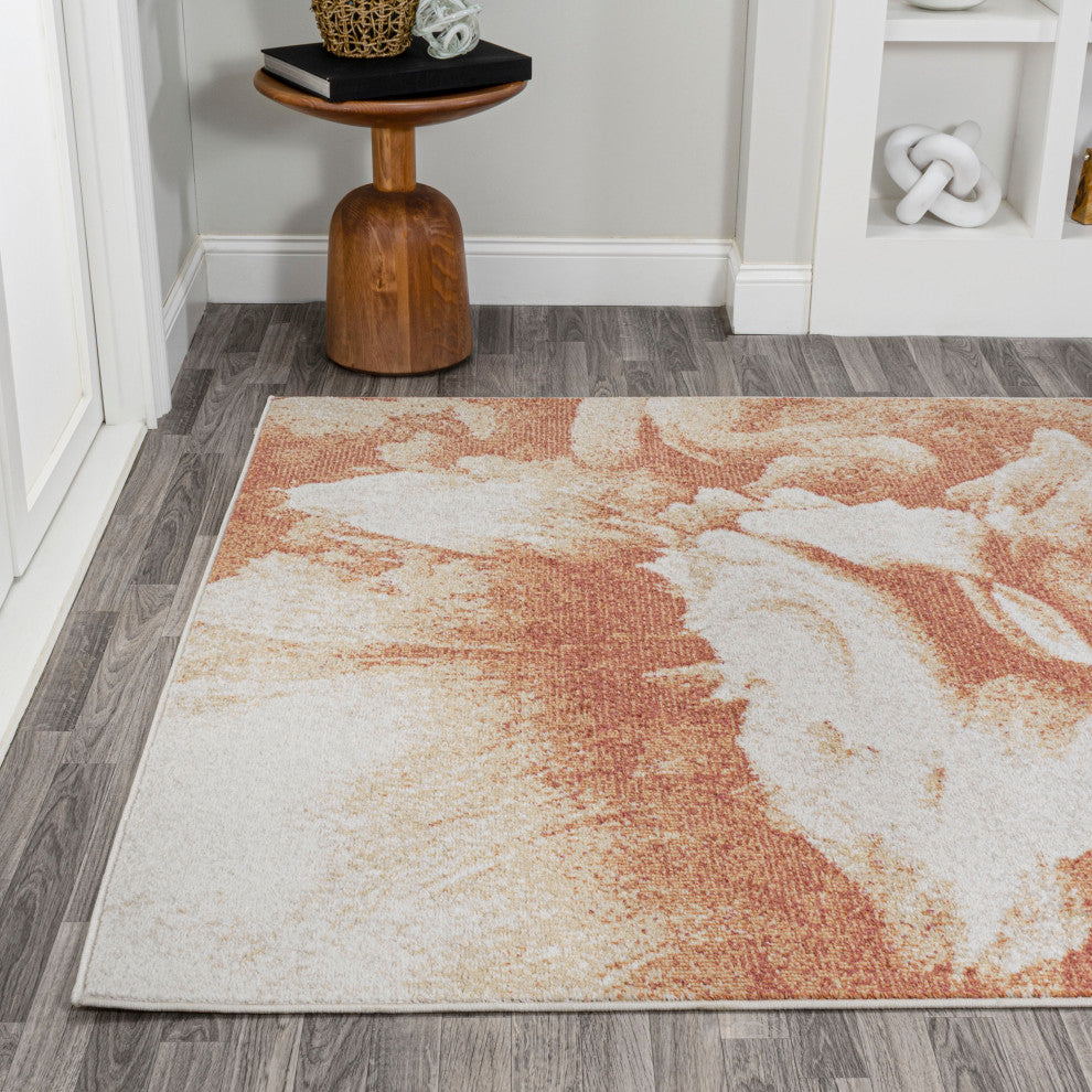 Petalo Abstract Two-Tone Modern Orange/Cream 4 ft. x 6 ft. Area Rug