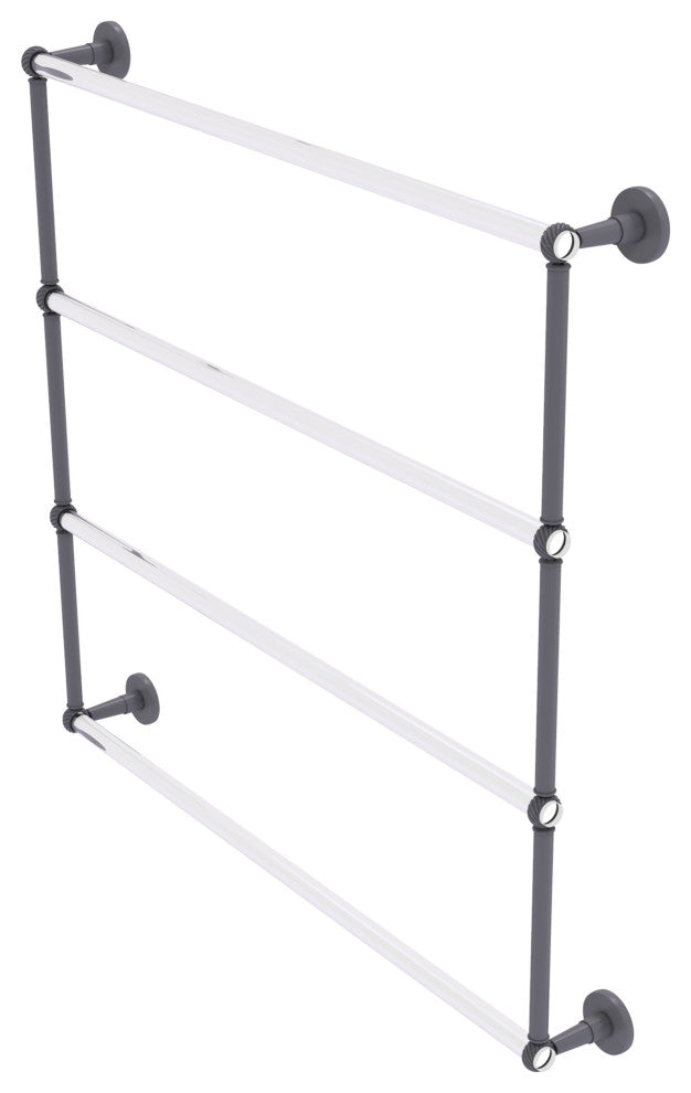 Clearview 4 Tier 36" Ladder Towel Bar with Twisted Accents, Matte Gray