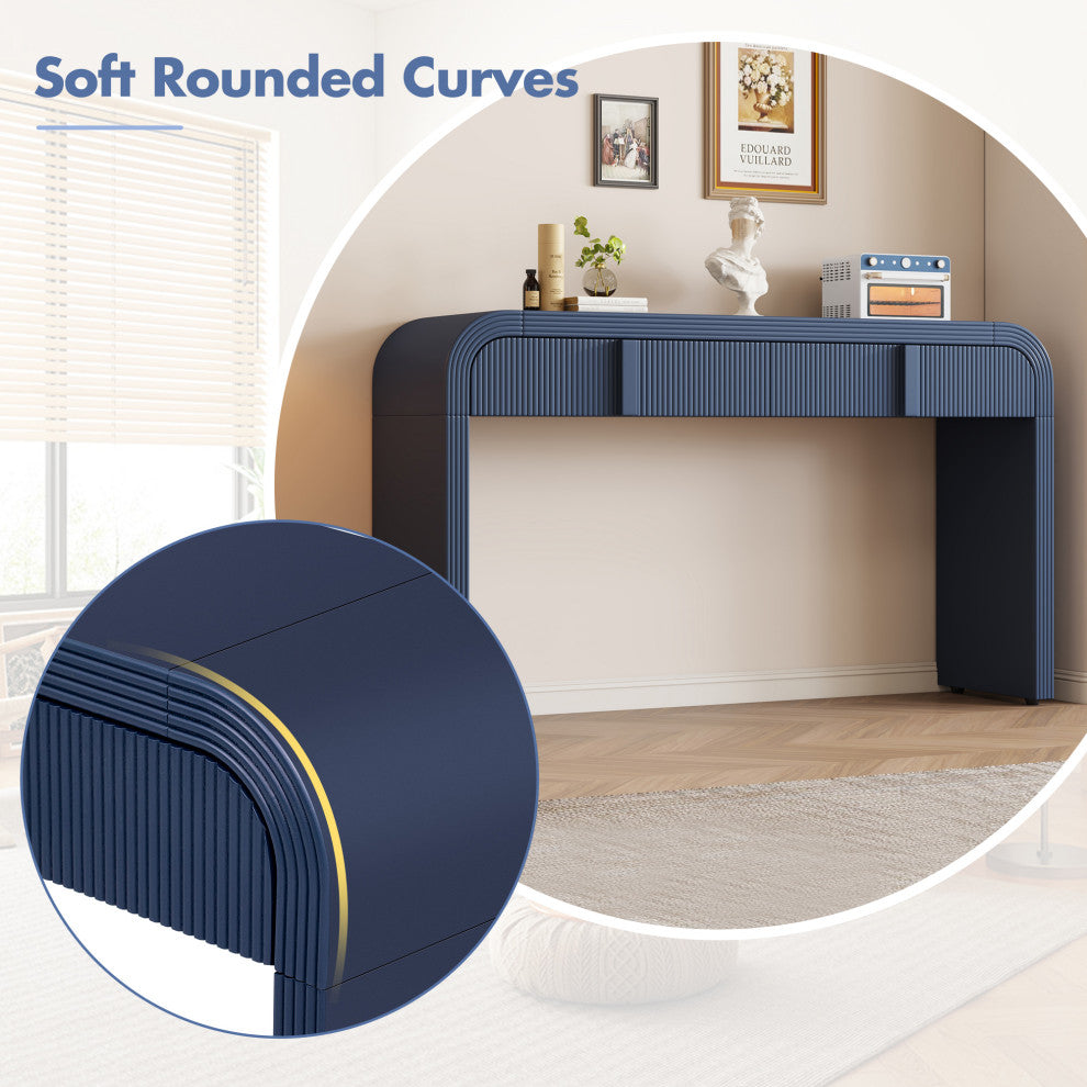 Gewnee Unique Modern Rounded Silhouette and Smooth Surface Console Table