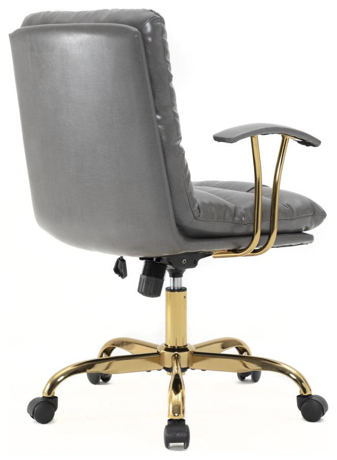 LeisureMod RO19GRL Regina Modern Titanium Grey Executive Leather Office Chair