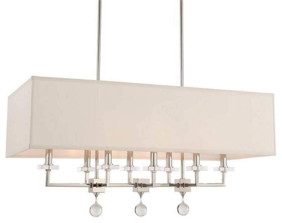 Paxton 8 Light Chandelier in Polished Nickel with Clear Hand Cut Crystal