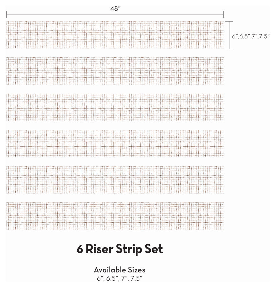Crosshatch Peel and Stick Stair Riser Strips, Brown, 48"x6", Set of 6