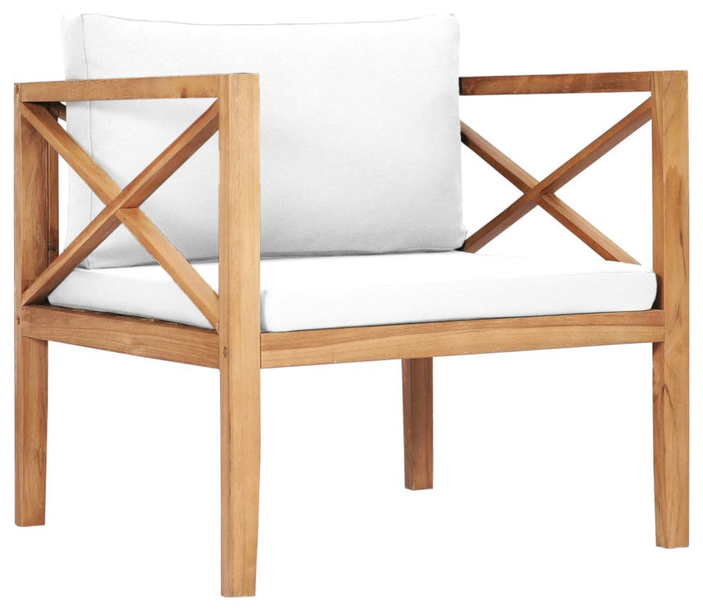 Vidaxl Patio Chair With Cream Cushions Solid Teak Wood