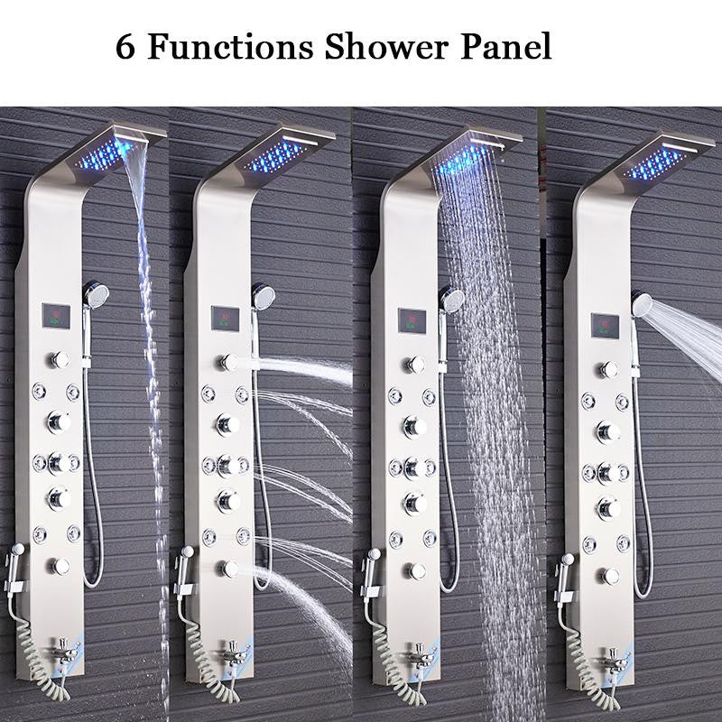 6-Function Shower Column LED Shower Panel With Massage Jets