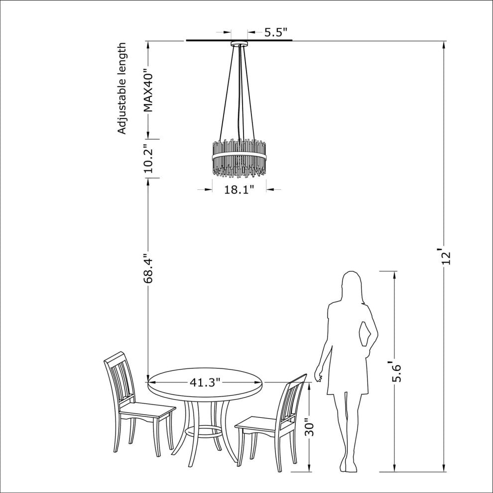 Casandra 5-light Modern Gold Drum Chandelier With Clear Glass Bars