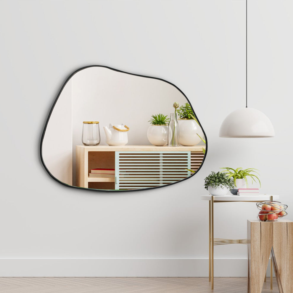 Asymmetrical Mirror, Luxury Decorative Irregular Mirror, 28x20 Black