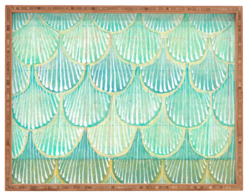 Cori Dantini Turquoise Scallops Rectangular Tray, Large