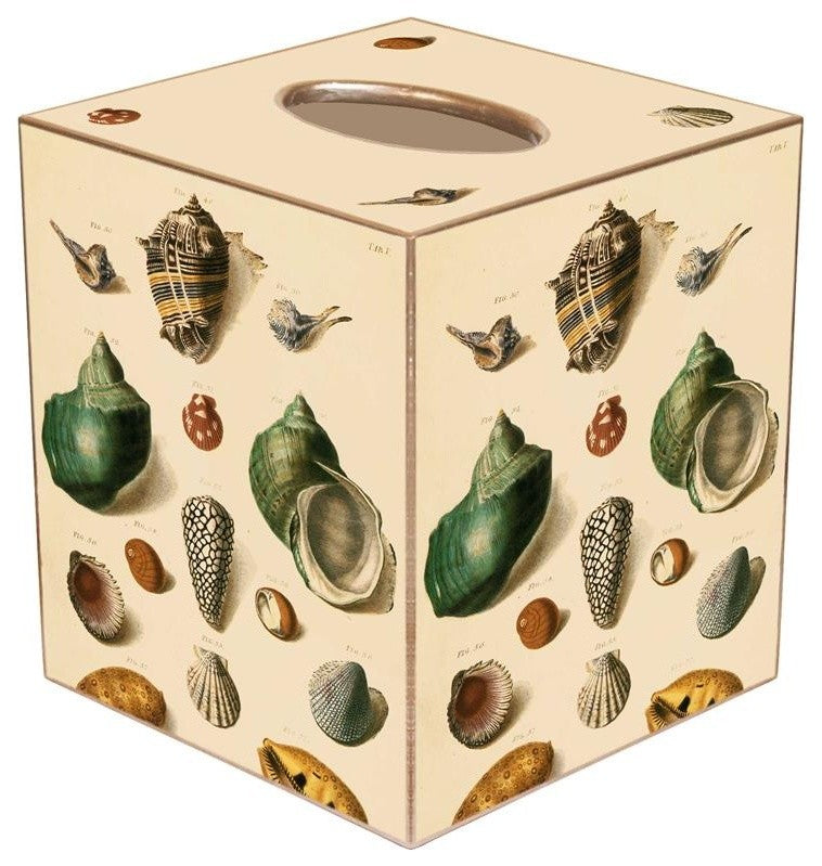 TB259-Shells on Cream Tissue Box Cover