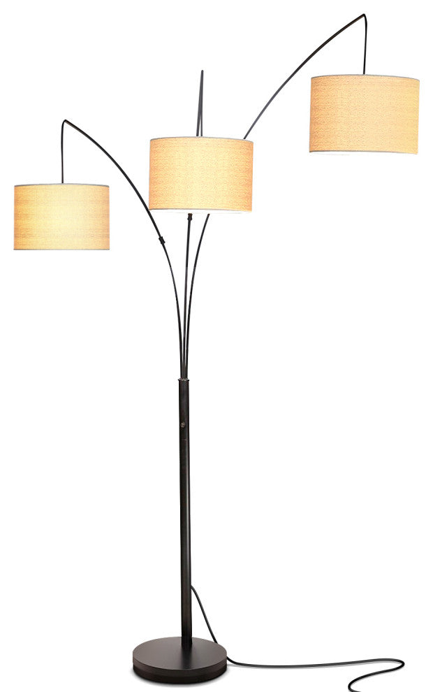 Brightech Trilage Arc Floor Lamp w/Marble Base - 3 Lights Hanging Over the Couch