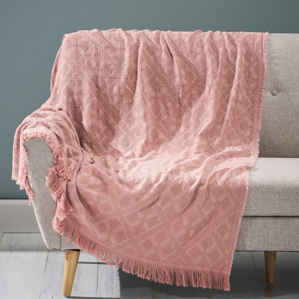 Avery Cotton Throw Blanket with Fringes