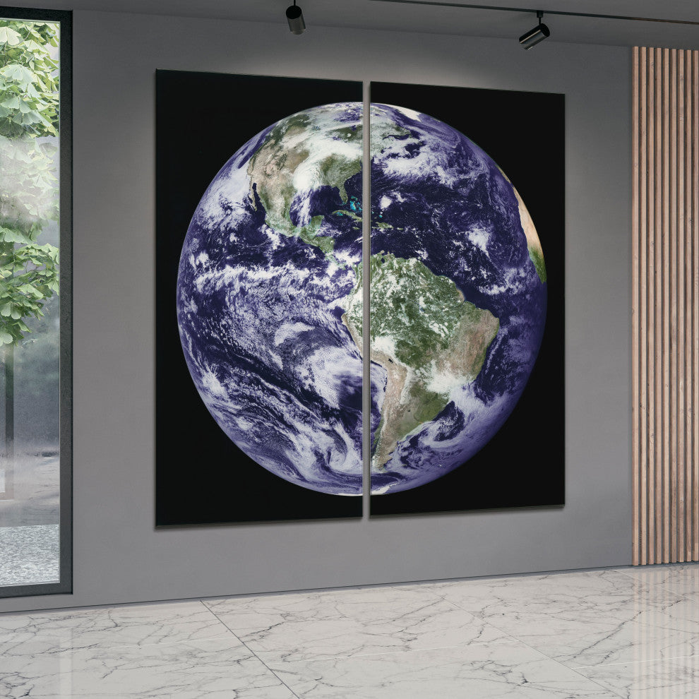 "Terra" Oversized Frameless Free-Floating Reverse Printed Tempered Art Glass Set