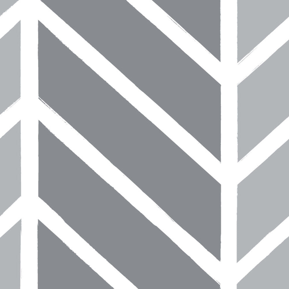 Herringbone Two Tone Peel and Stick Vinyl Wallpaper, Cool Gray, 24"w X 108"h