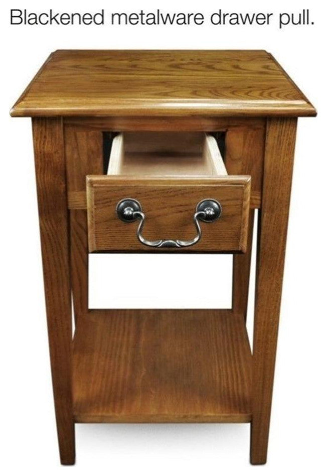 Leick Furniture Wood Shaker Square End Table in Medium Oak Finish
