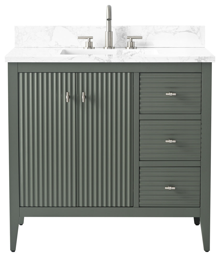 Vanity Art Freestanding Vanity, Vintage Green, 36", Single Sink, Brushed Nickel