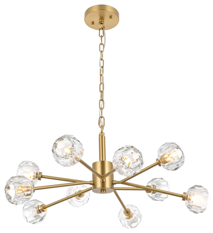 10 Light Pendant, Gold