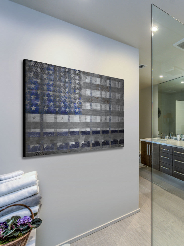 "Blue America" Print on Brushed Aluminum, 36"x24"