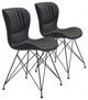 Set of Two Black Faux Leather Boho Chip Dining Chair