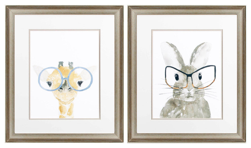Giraffe Bunny Wall Art, 2-Piece Set