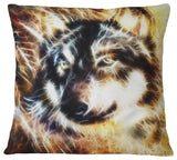 Wolf Multicolor Collage Abstract Throw Pillow, 16"x16"