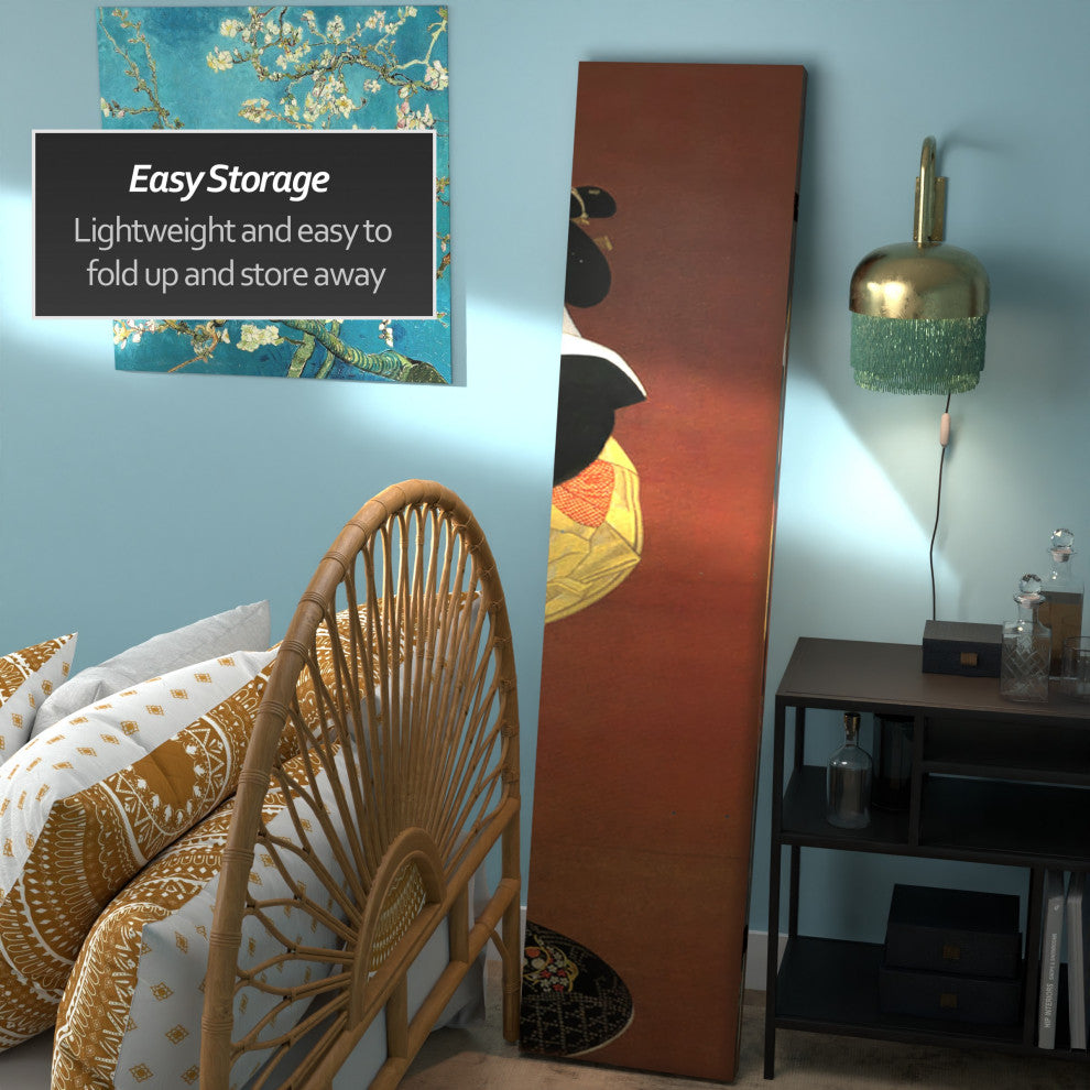 6' Tall Double Sided Japanese Ladies Canvas Room Divider
