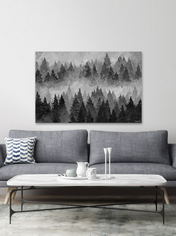 "Pine Forests" Painting Print on Wrapped Canvas, 12x8