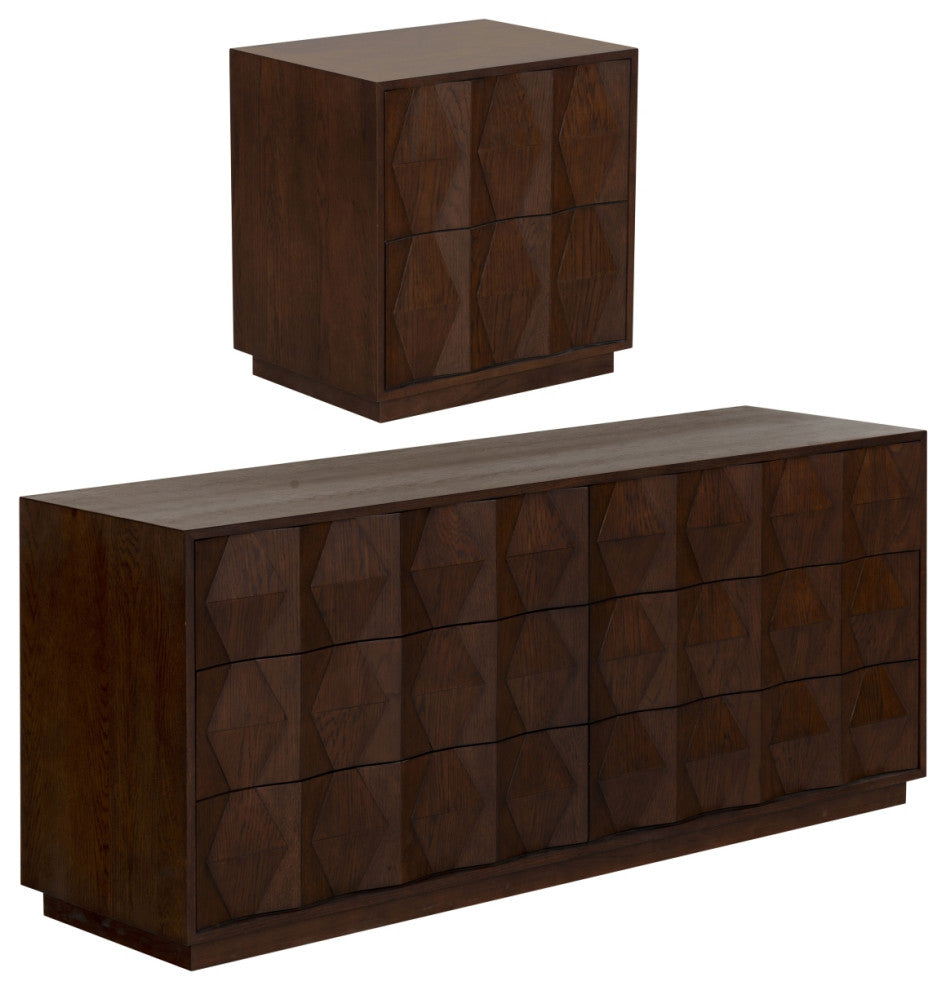Safavieh Couture Riabelle 2 Drawer Nightstand, Walnut