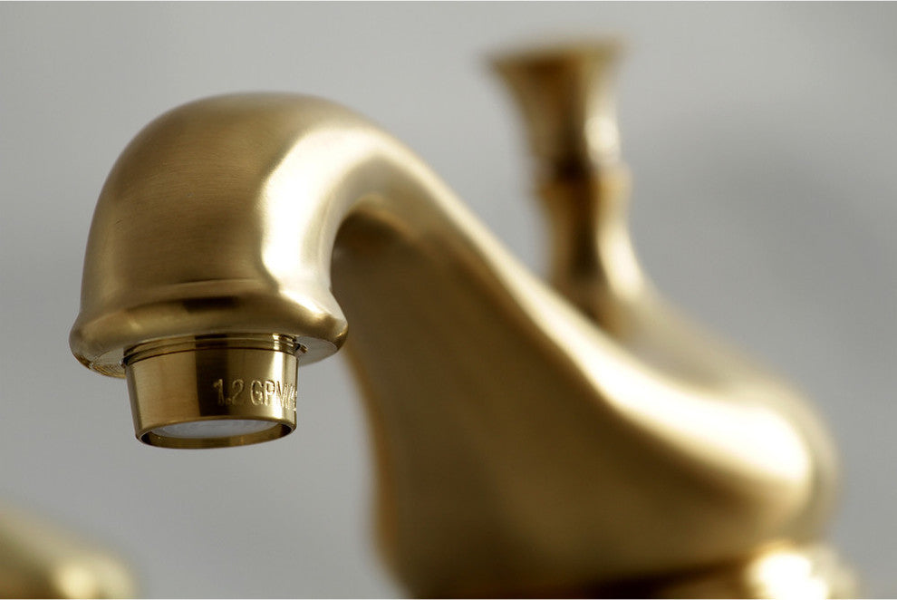 Kingston Brass Widespread Bathroom Faucet With Brass Pop-Up, Brushed Brass