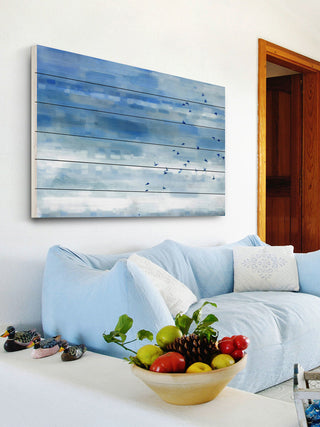 "Blue Sky Birds" Wall Art on Wood, 45"x30"