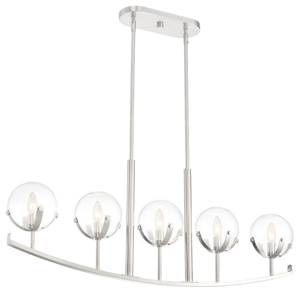 Spyglass 5 Light Island Chandelier, Satin Platinum