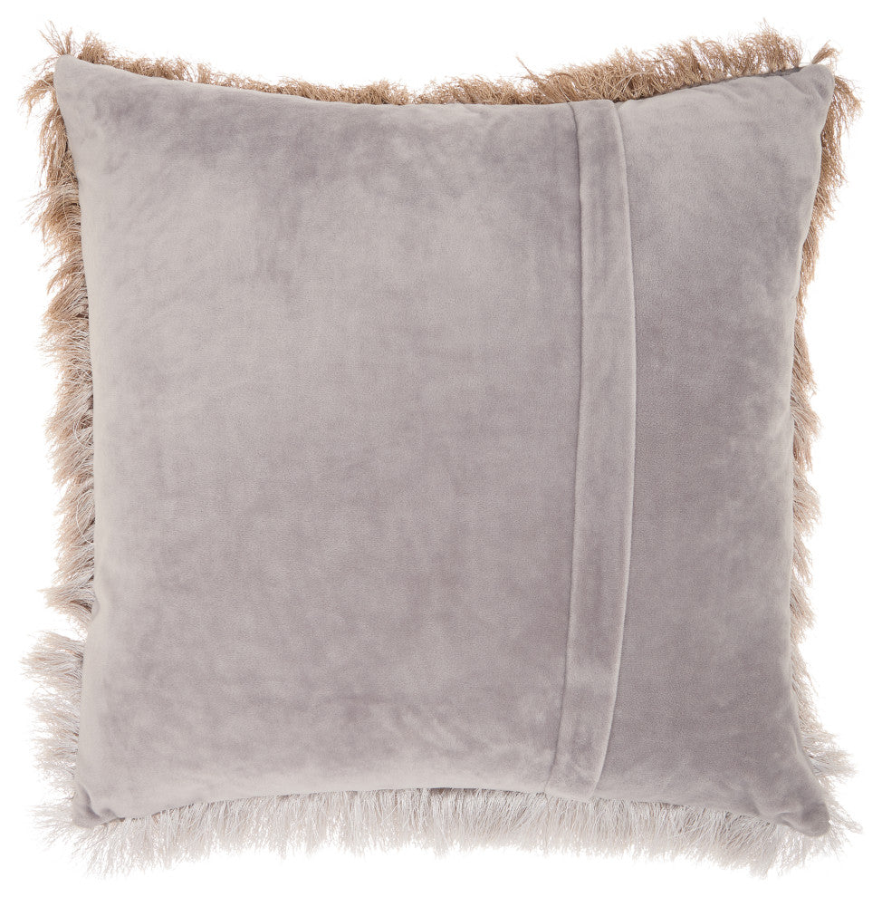 Mina Victory TR011 Throw Pillow, Beige/Silver, 20" x 20"