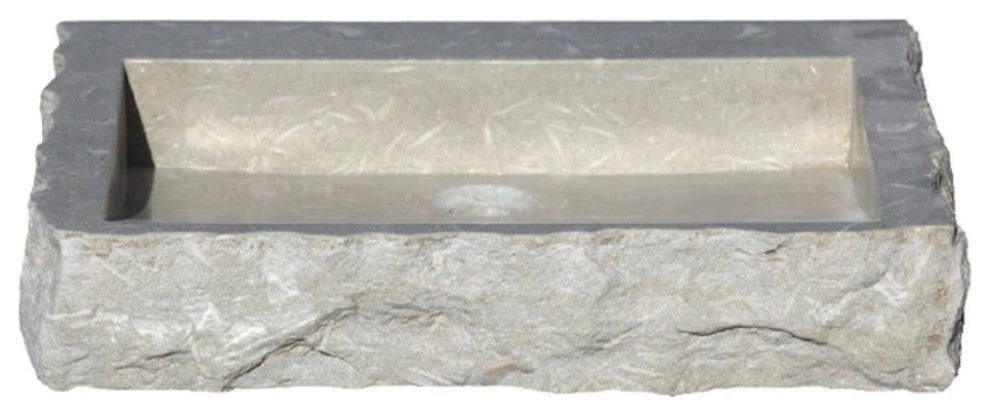Seagrass Limestone Rectangular Sink Honed & Hand-Chiseled (W)18" (L)21.4"(H)4"