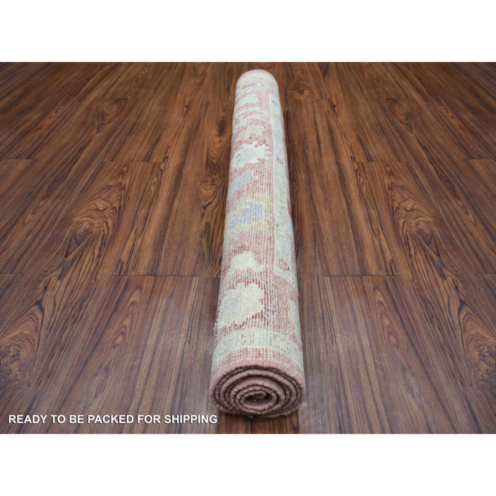 Red Hand Knotted, Afghan Angora Oushak Wool Oriental Rug, 3'9" x 6'0"