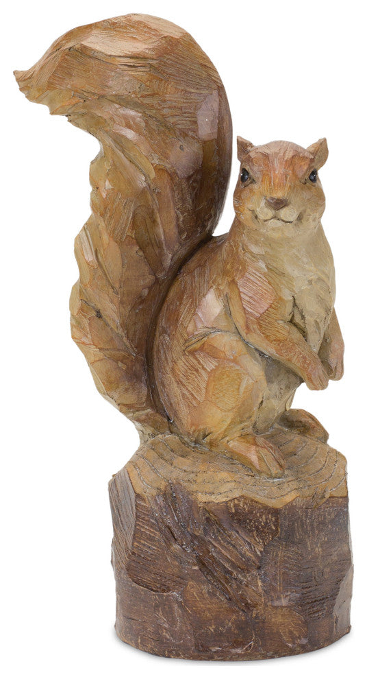 Perched Squirrel on Tree Stump Figurine, 2-Piece Set