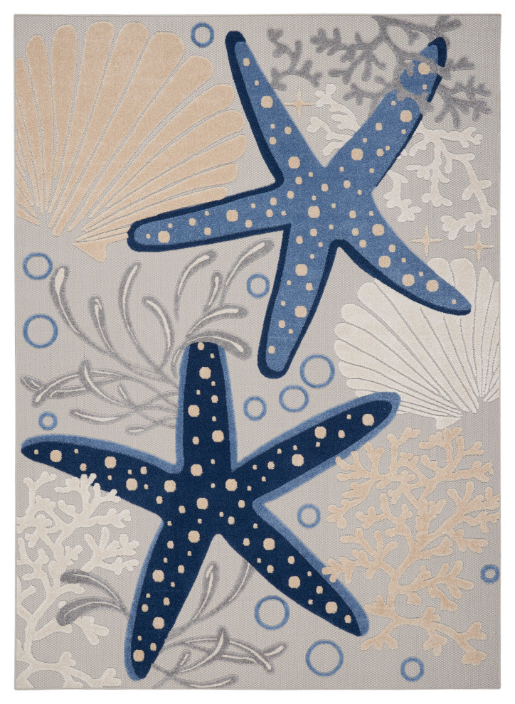 Nourison Aloha 7' x 10' Blue/Grey Coastal, Nautical & Beach Area Rug