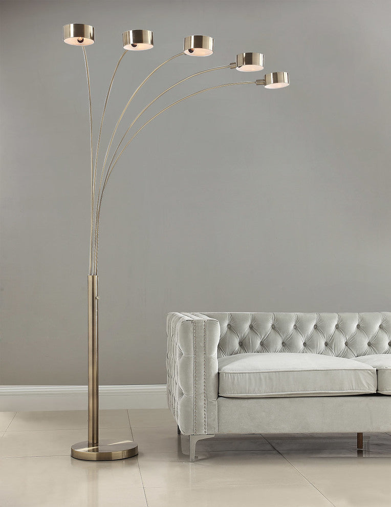 Artiva USA Micah Plus 88" Antique Satin Brass LED 5-Arch Floor Lamp With Dimmer