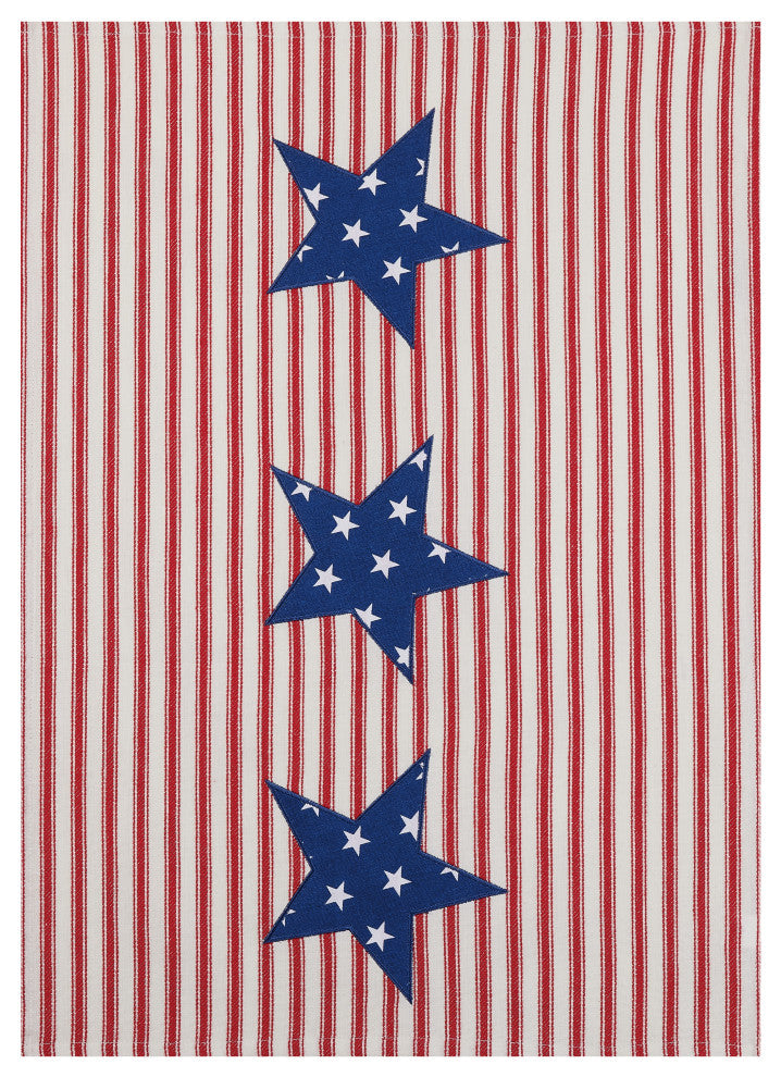 Red Ticking Star Print Apl Kitchen Towel