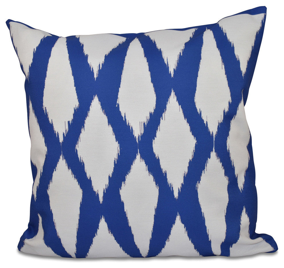 Geometric Decorative Pillow, Dazzling Blue , 16"x16"