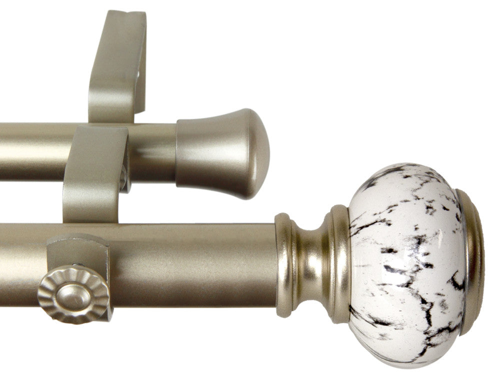 Everly 1" Diameter Double Curtain Rod, Gold, 120-170"