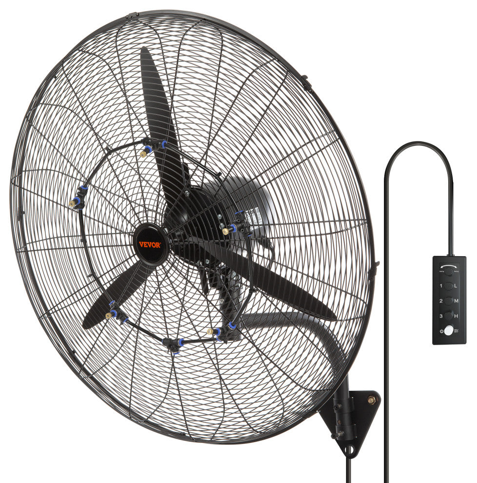 VEVOR Industrial Wall Mount Fan Oscillating Metal Fan 3 Speed, 30"œ Waterproof