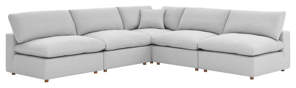 Commix Down Filled Overstuffed 5-Piece Armless Sectional Sofa, Light Gray